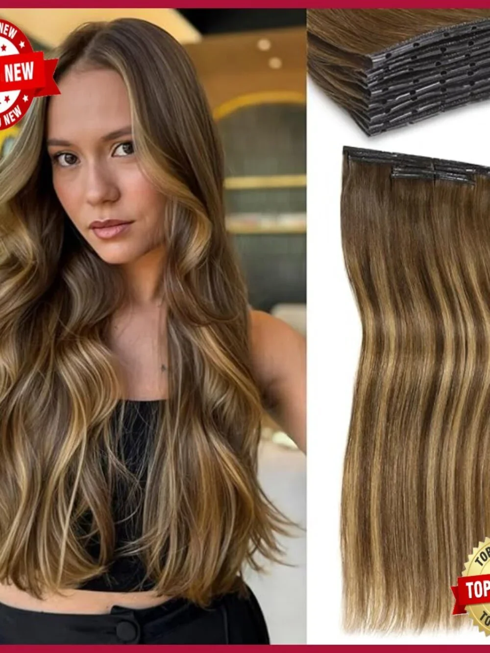 18 Inch Human Hair Extensions 8 Piece Set Seamless Reusable